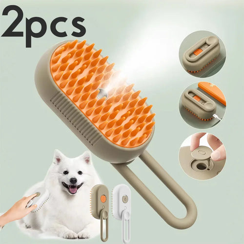 Transform Your Pet's Grooming Routine with the 3-in-1 Steam Pet Brush for Cats and Dogs - Effortless Hair Removal and Relaxing Massage!